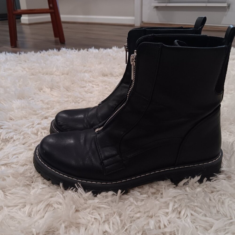 Womans black combat boots / Size 9 / Black - Picture 4 of 8